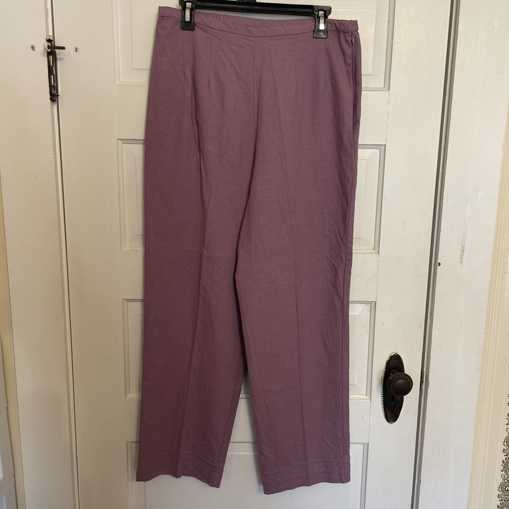 Kathie Lee Collection‎ Linen Blend Purple Side Zip Pants 14